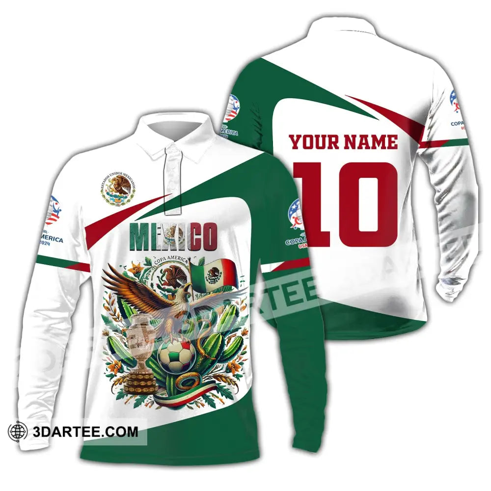 Unisex Shirt Custom Name And Number Mexico Football Polo Long Sleeve / S T-Shirt