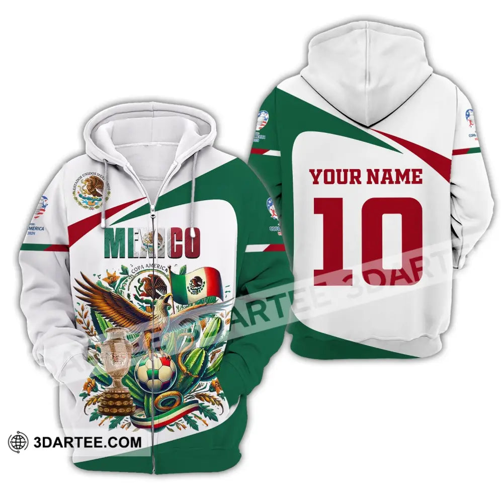 Unisex Shirt Custom Name And Number Mexico Football Polo Long Sleeve Zipper Hoodie / S T-Shirt