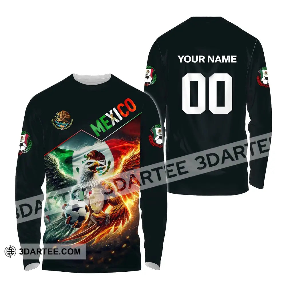 Unisex Shirt Custom Name And Number Mexico Football T-Shirt Euro 2024 Polo Long Sleeve / S