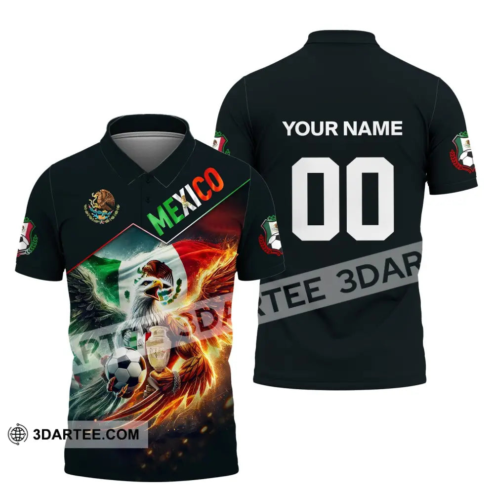 Unisex Shirt Custom Name And Number Mexico Football T-Shirt Euro 2024 Polo Long Sleeve / S