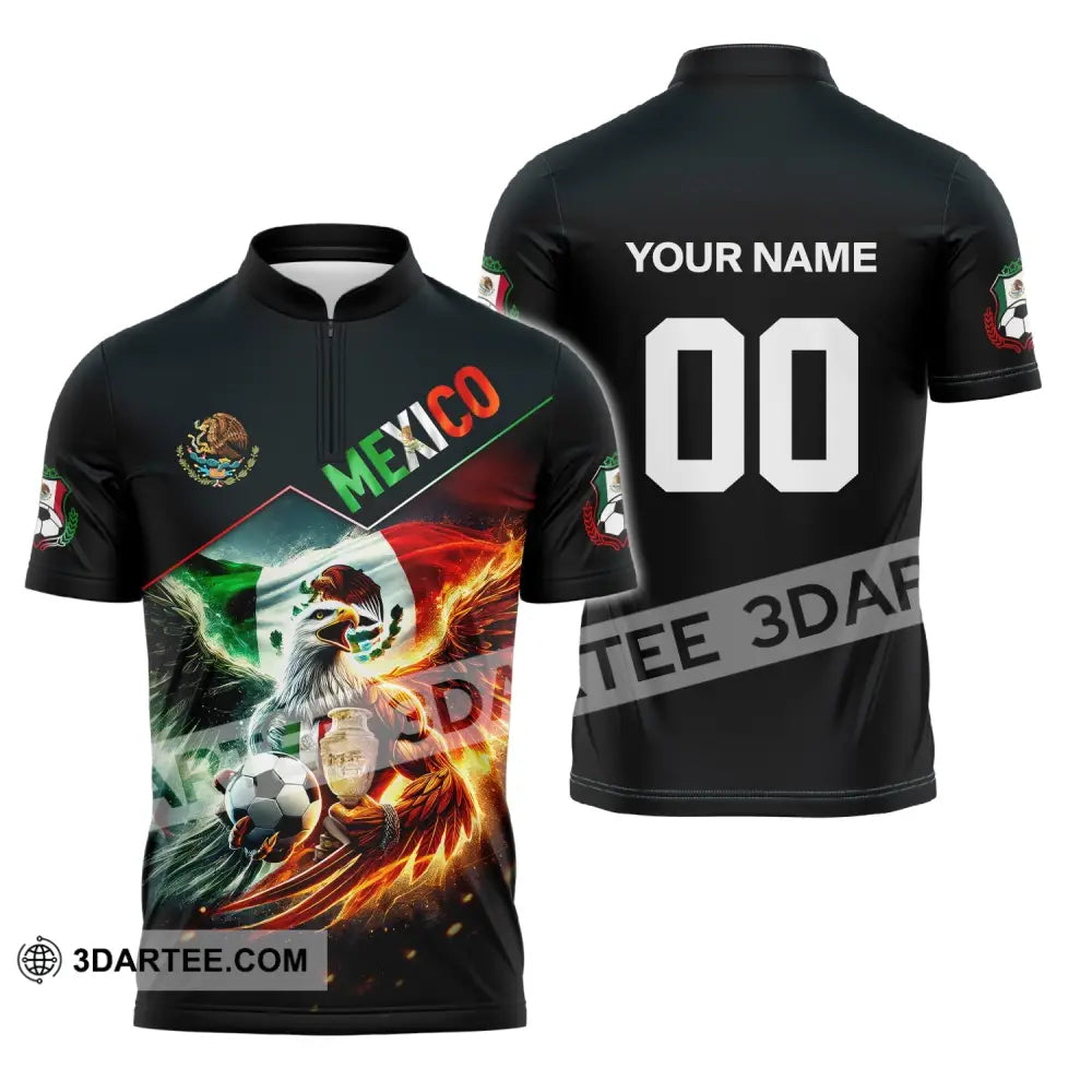 Unisex Shirt Custom Name And Number Mexico Football T-Shirt Euro 2024 Polo Long Sleeve Zipper / S