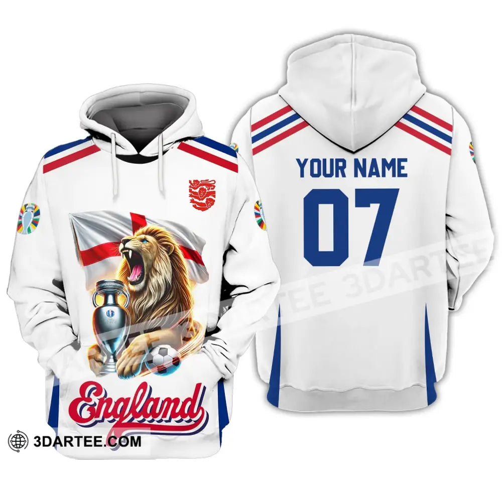 Unisex Shirt - Custom Name And Number National Team Euro 2024 Lion England Hoodie / S T-Shirt