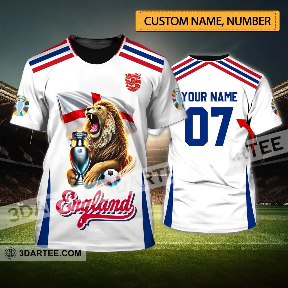 Unisex Shirt - Custom Name And Number National Team Euro 2024 Lion England T-Shirt