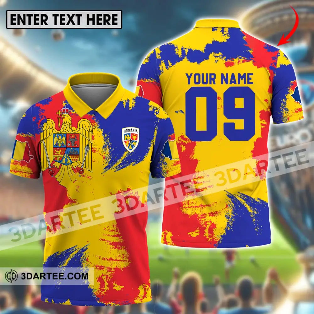 Unisex Shirt - Custom Name And Number National Team Flag Color Romania T-Shirt