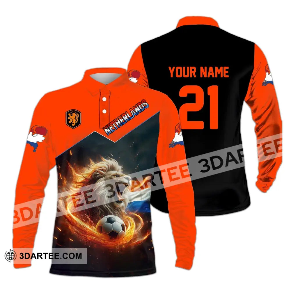 Unisex Shirt - Custom Name And Number National Team Netherlands Long Sleeve Polo / S T-Shirt