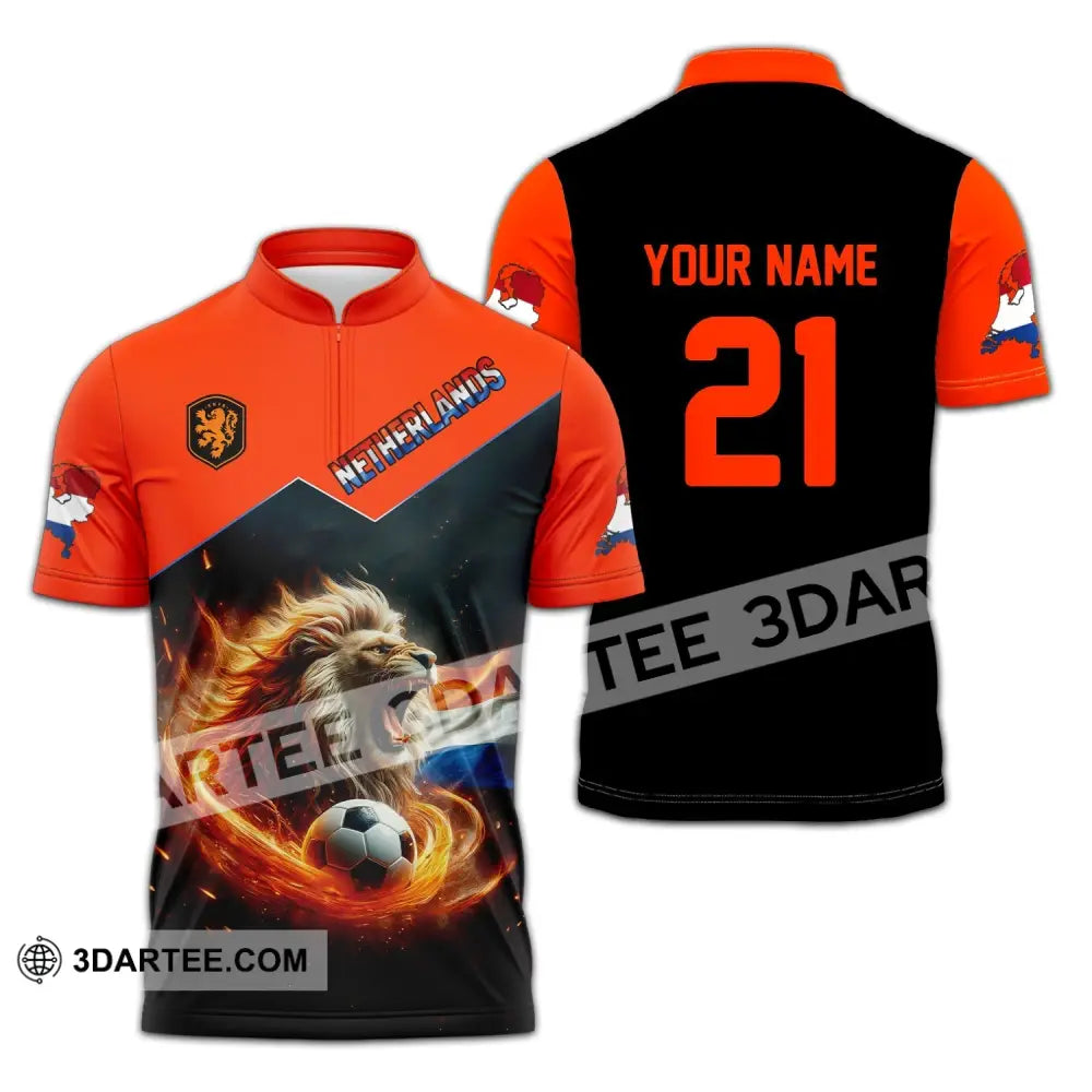 Unisex Shirt - Custom Name And Number National Team Netherlands Zipper Polo / S T-Shirt