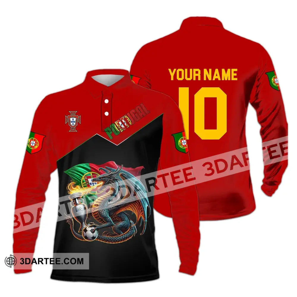 Unisex Shirt - Custom Name And Number National Team Sport Portugal Long Sleeve Polo / S T-Shirt