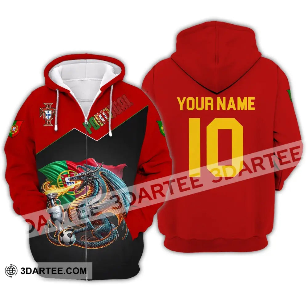 Unisex Shirt - Custom Name And Number National Team Sport Portugal Zipper Hoodie / S T-Shirt