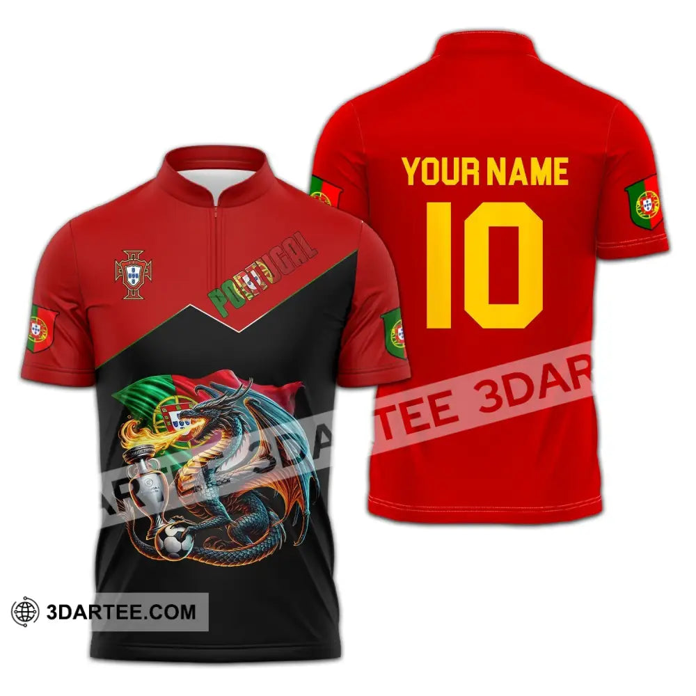 Unisex Shirt - Custom Name And Number National Team Sport Portugal Zipper Polo / S T-Shirt