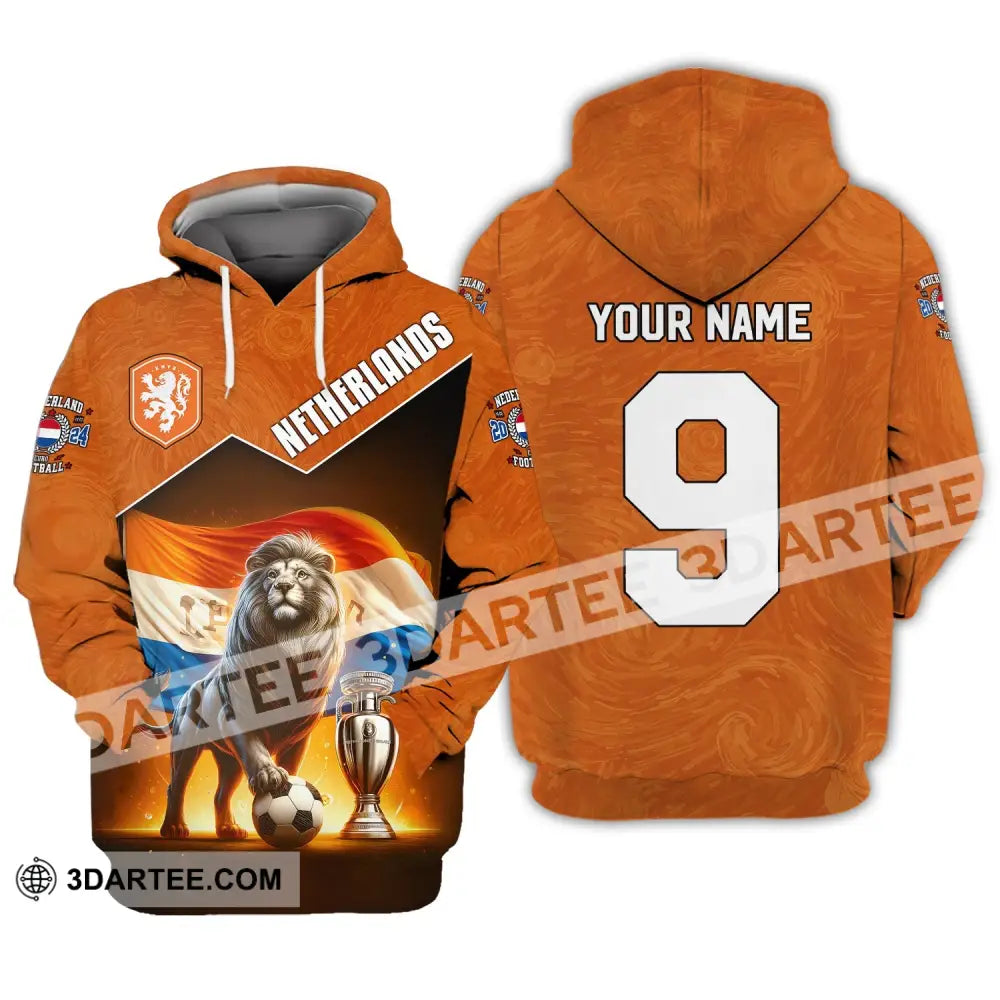 Unisex Shirt Custom Name And Number Netherlands Euro 2024 Football Polo Long Sleeve Hoodie / S