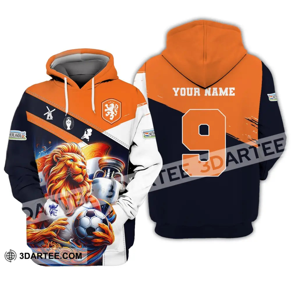 Unisex Shirt Custom Name And Number Netherlands Euro 2024 Football Polo Long Sleeve Hoodie / S