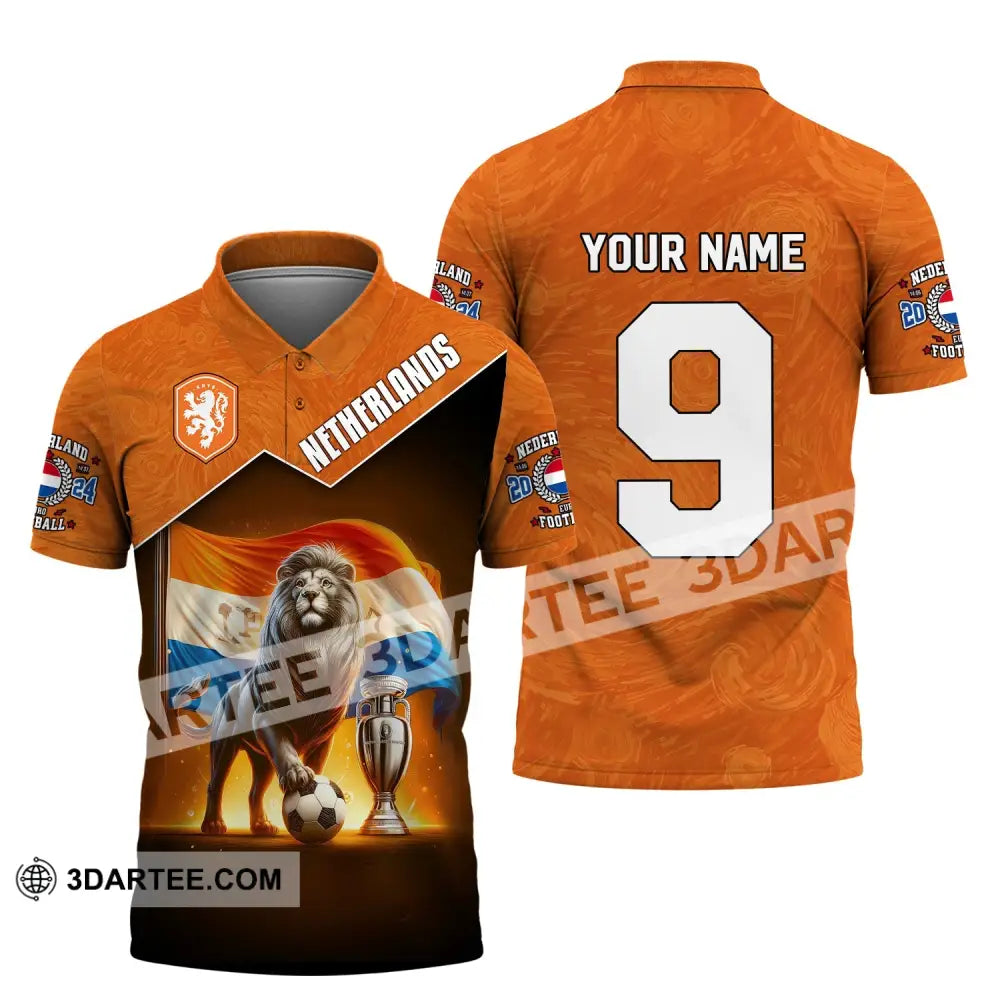 Unisex Shirt Custom Name And Number Netherlands Euro 2024 Football Polo Long Sleeve / S T-Shirt