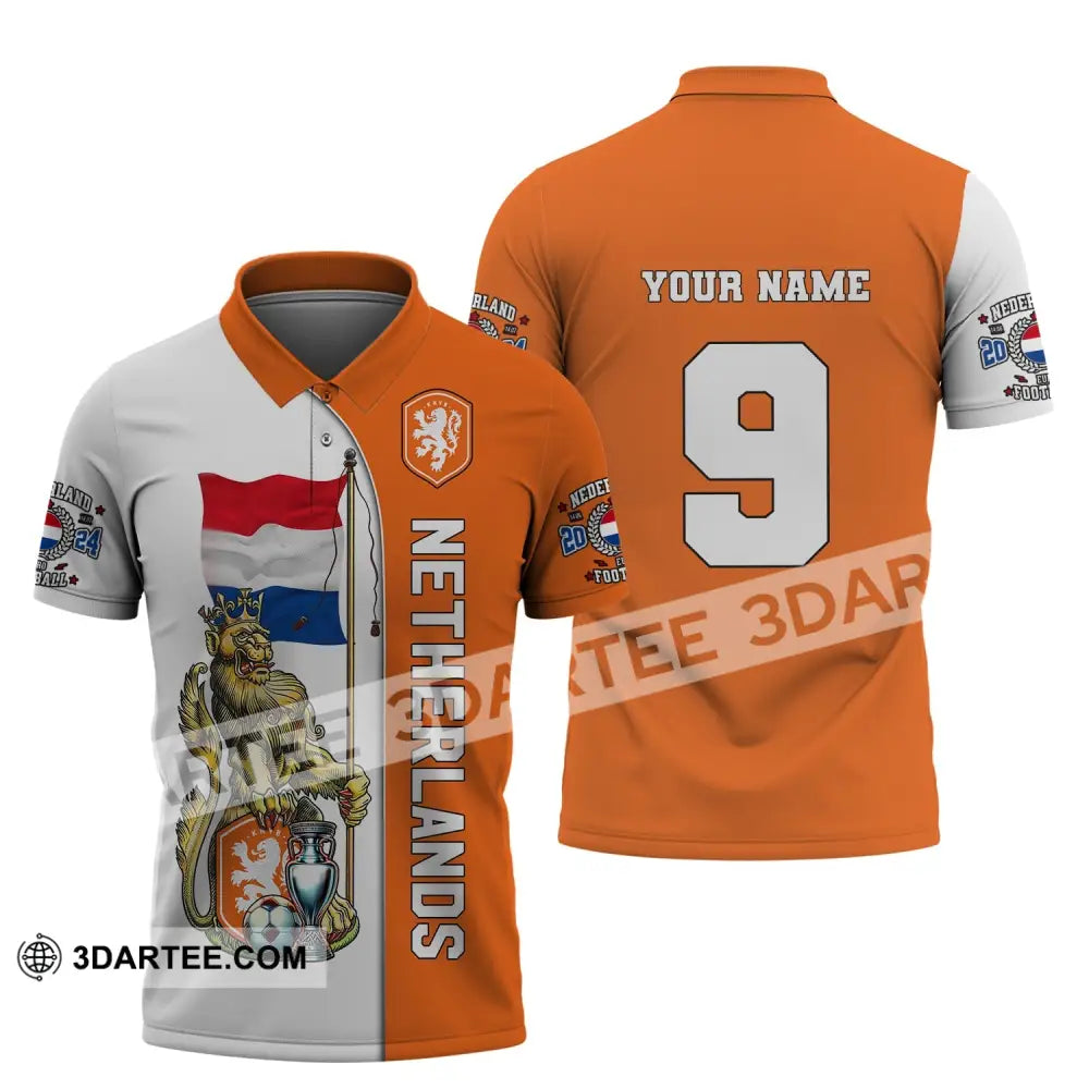 Unisex Shirt Custom Name And Number Netherlands Euro 2024 Football Polo Long Sleeve / S T-Shirt