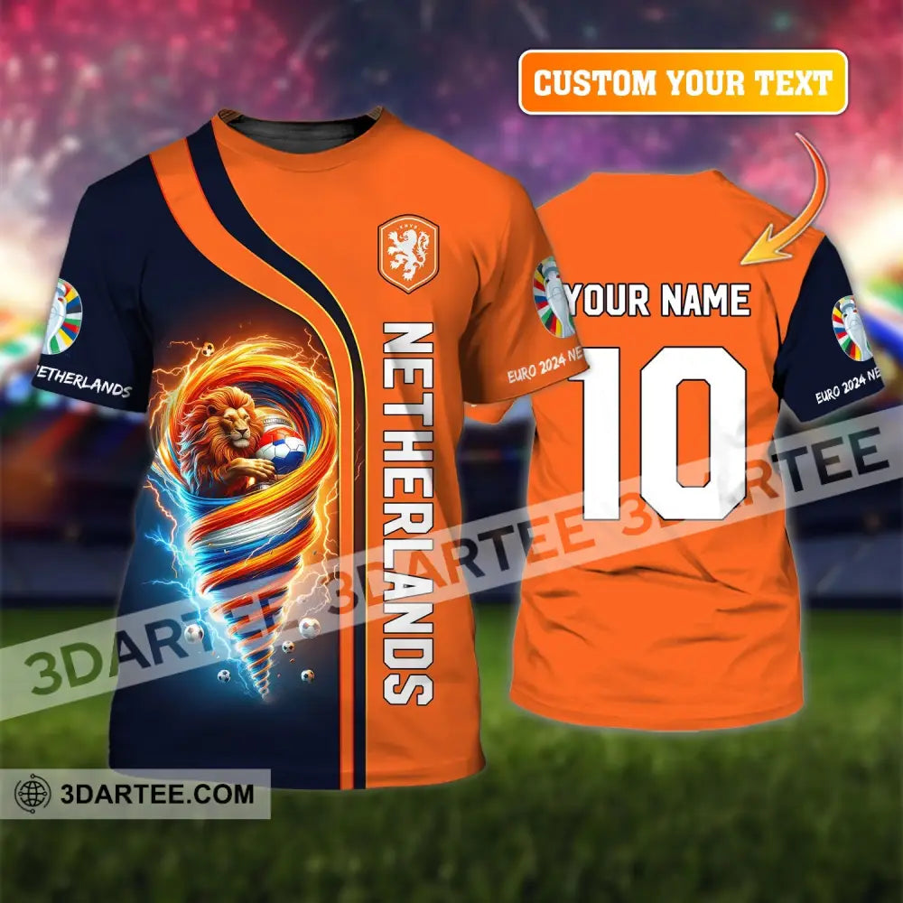 Unisex Shirt Custom Name And Number Netherlands Euro 2024 Football Polo Long Sleeve T-Shirt