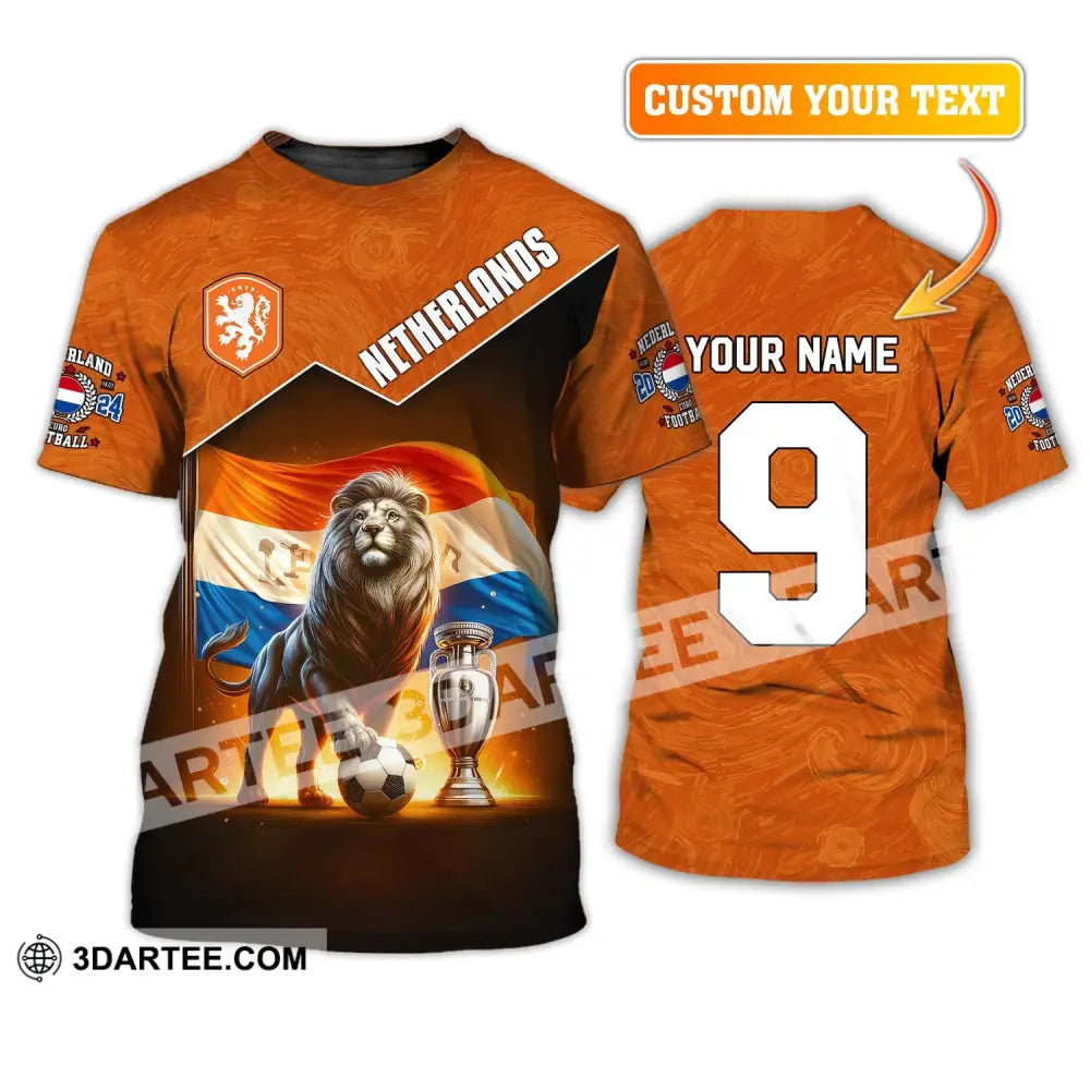 Unisex Shirt Custom Name And Number Netherlands Euro 2024 Football Polo Long Sleeve T-Shirt