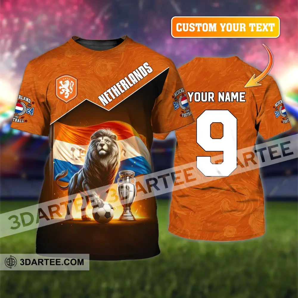 Unisex Shirt Custom Name And Number Netherlands Euro 2024 Football Polo Long Sleeve T-Shirt