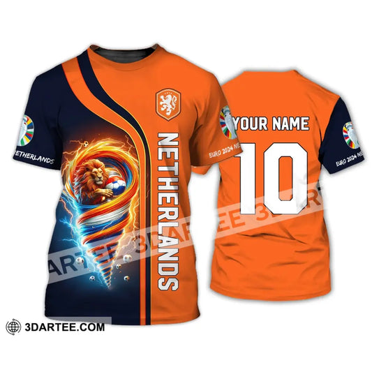 Unisex Shirt Custom Name And Number Netherlands Euro 2024 Football Polo Long Sleeve T-Shirt / S