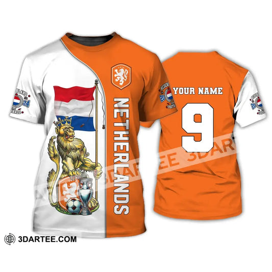 Unisex Shirt Custom Name And Number Netherlands Euro 2024 Football Polo Long Sleeve T-Shirt / S