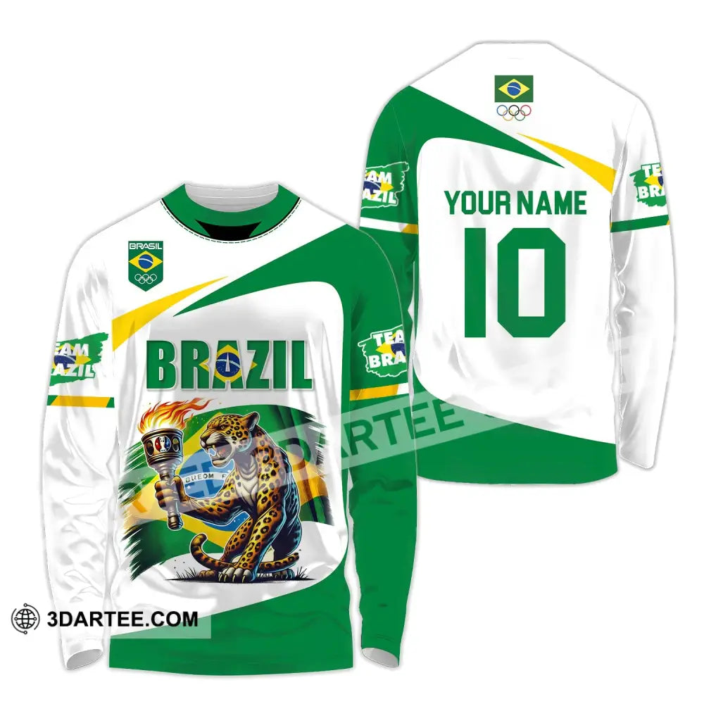 Unisex Shirt - Custom Name And Number Olympic 2024 Sport Brazil Long Sleeve / S T-Shirt