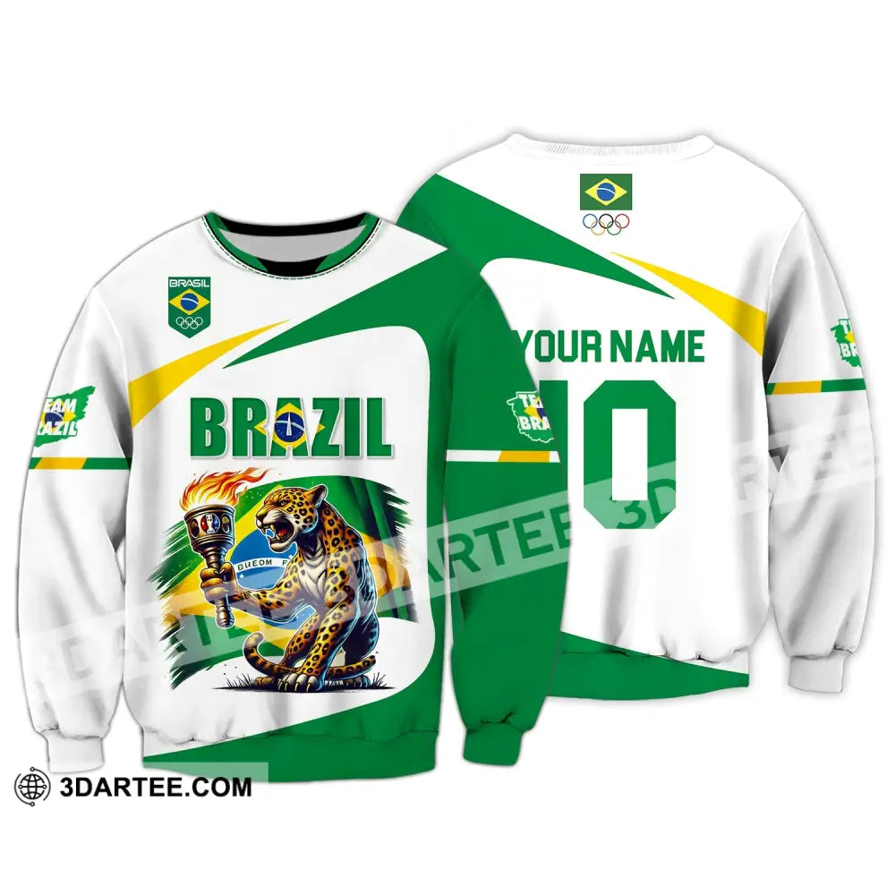 Unisex Shirt - Custom Name And Number Olympic 2024 Sport Brazil Long Sleeve / S T-Shirt