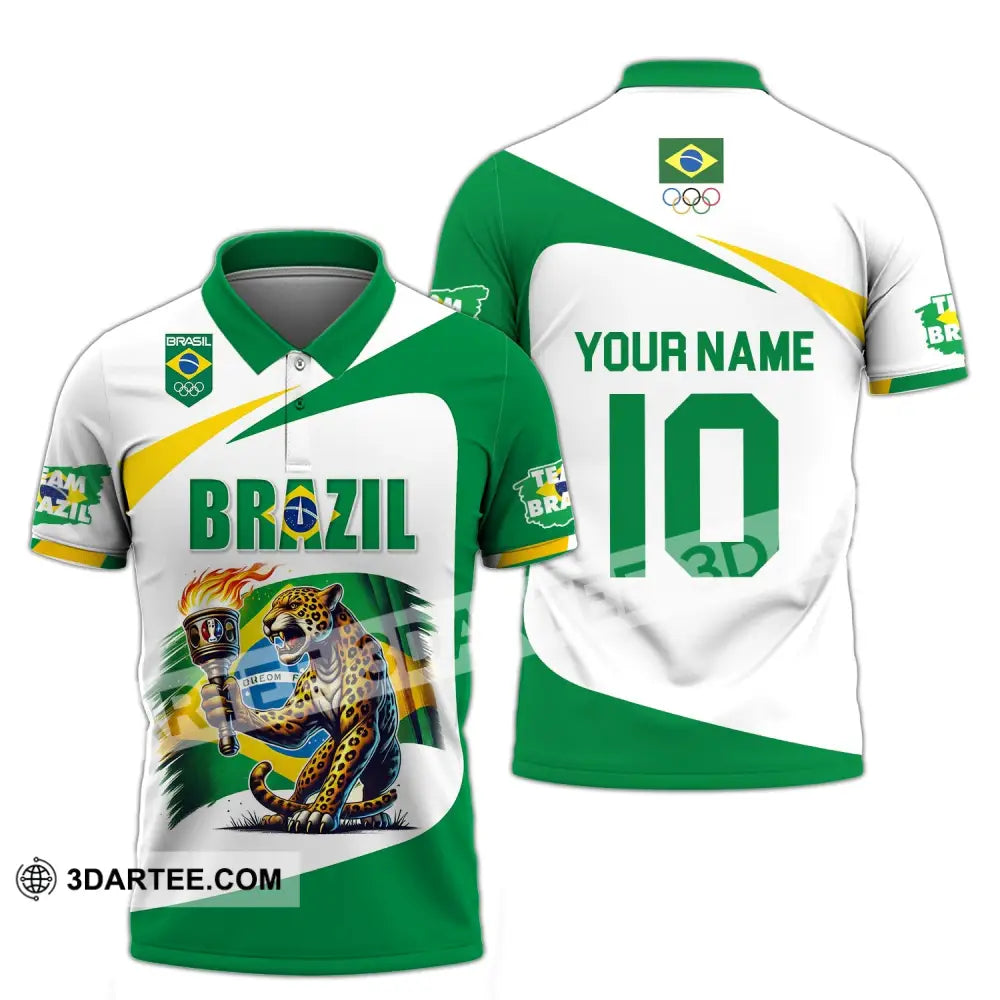 Unisex Shirt - Custom Name And Number Olympic 2024 Sport Brazil Polo / S T-Shirt