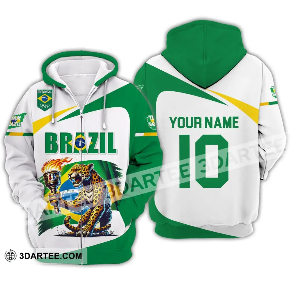 Unisex Shirt - Custom Name And Number Olympic 2024 Sport Brazil Zipper Hoodie / S T-Shirt