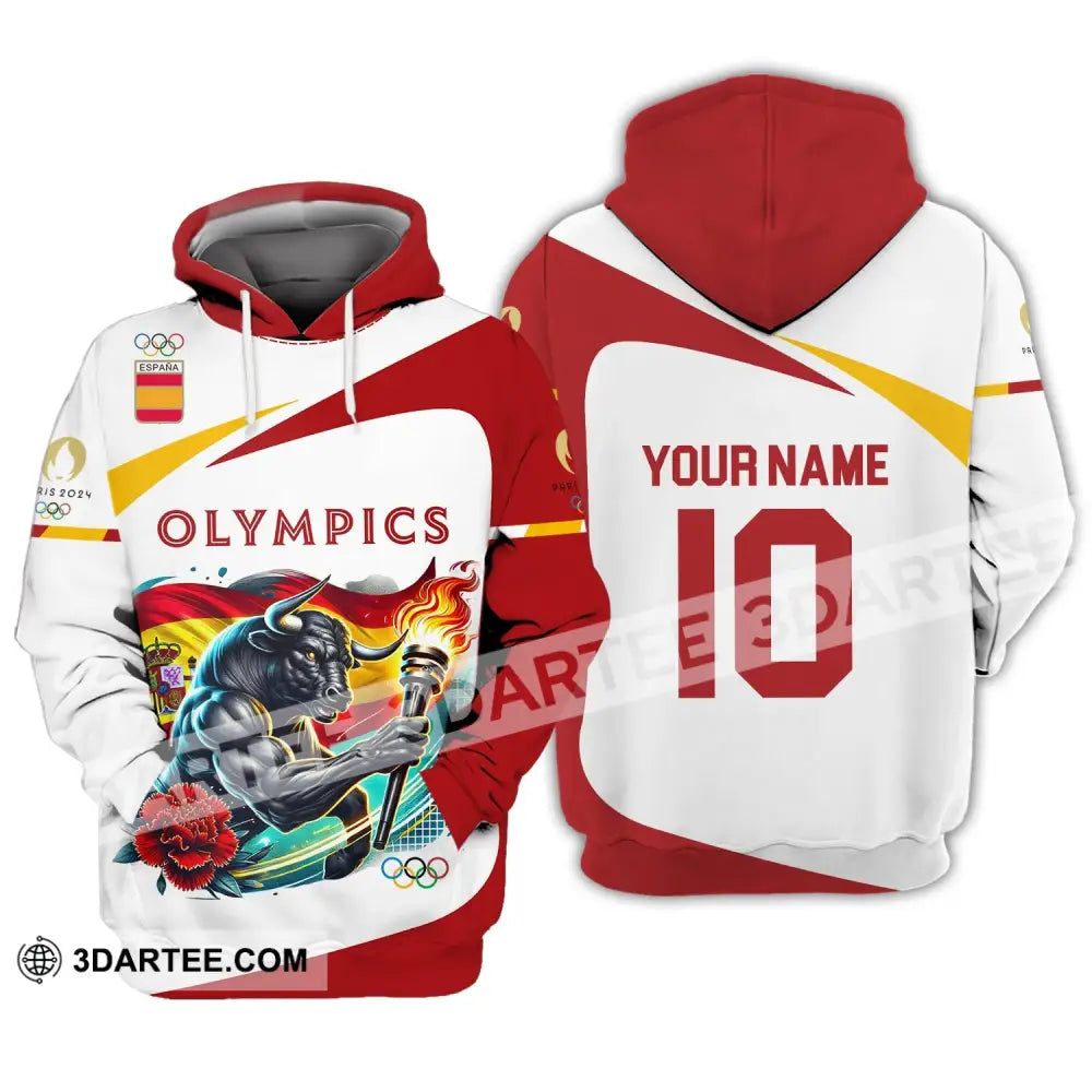 Unisex Shirt - Custom Name And Number Olympics Paris 2024 Sport Spain Hoodie / S T-Shirt