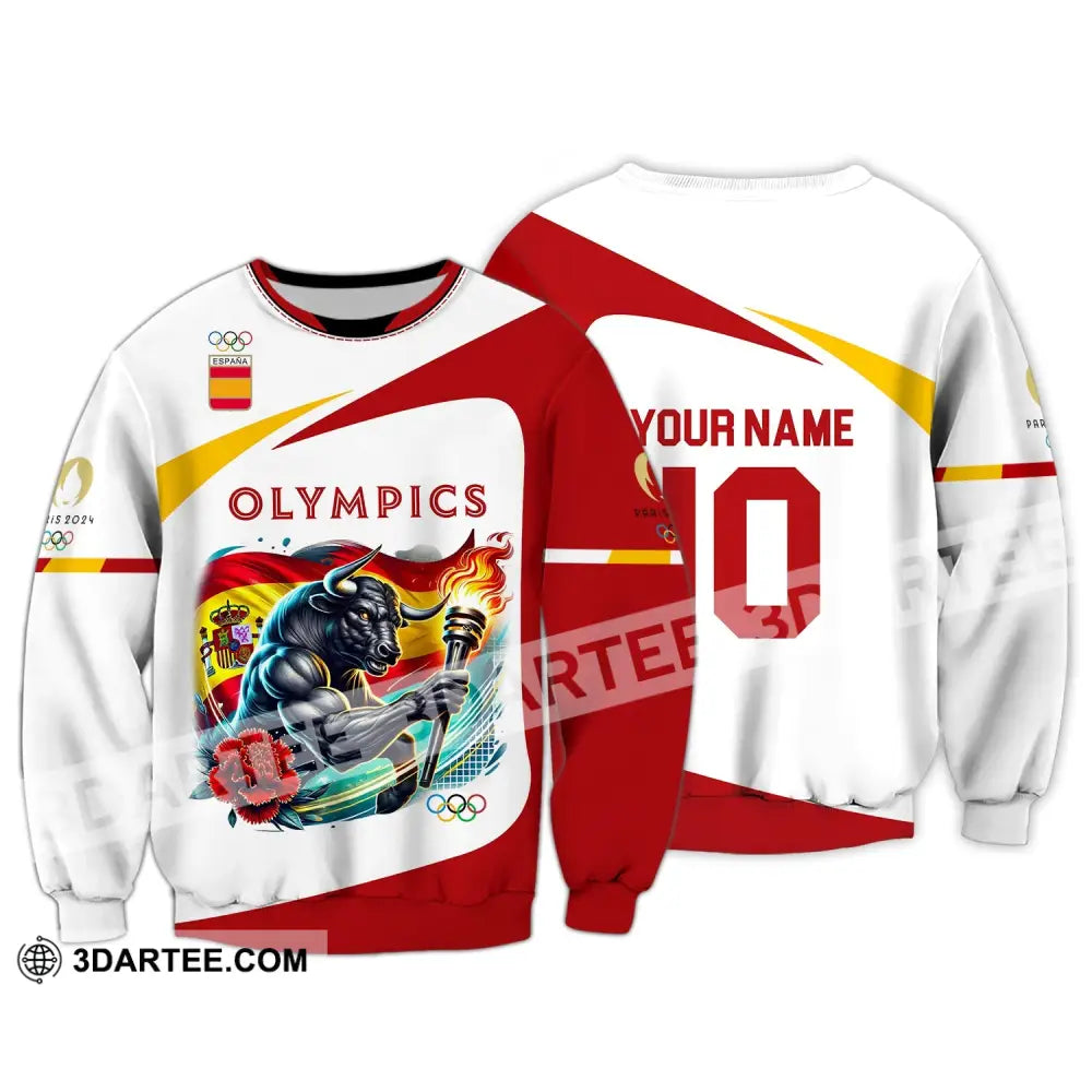 Unisex Shirt - Custom Name And Number Olympics Paris 2024 Sport Spain Long Sleeve / S T-Shirt