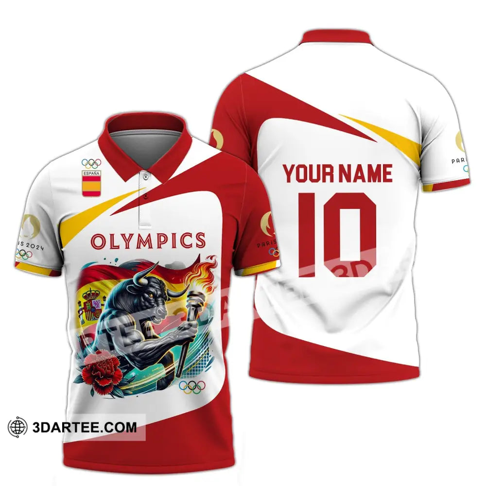 Unisex Shirt - Custom Name And Number Olympics Paris 2024 Sport Spain Polo / S T-Shirt