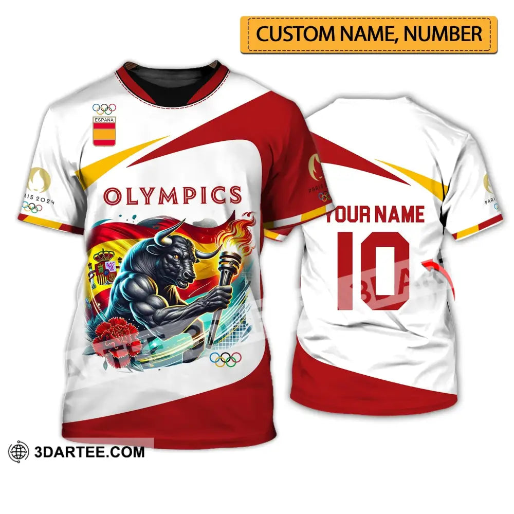 Unisex Shirt - Custom Name And Number Olympics Paris 2024 Sport Spain T-Shirt