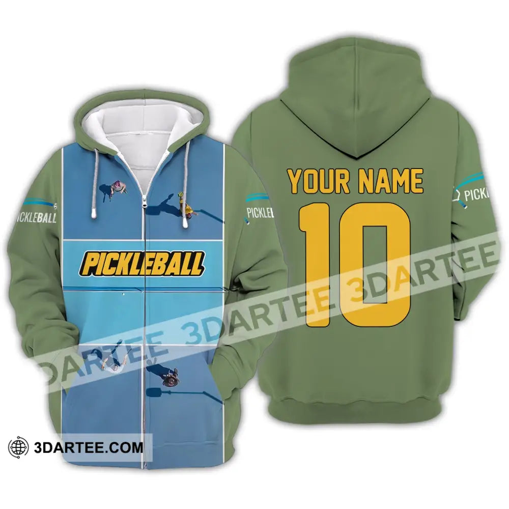 Unisex Shirt Custom Name And Number Pickleball T-Shirt For Club Gift Players Zipper Hoodie / S