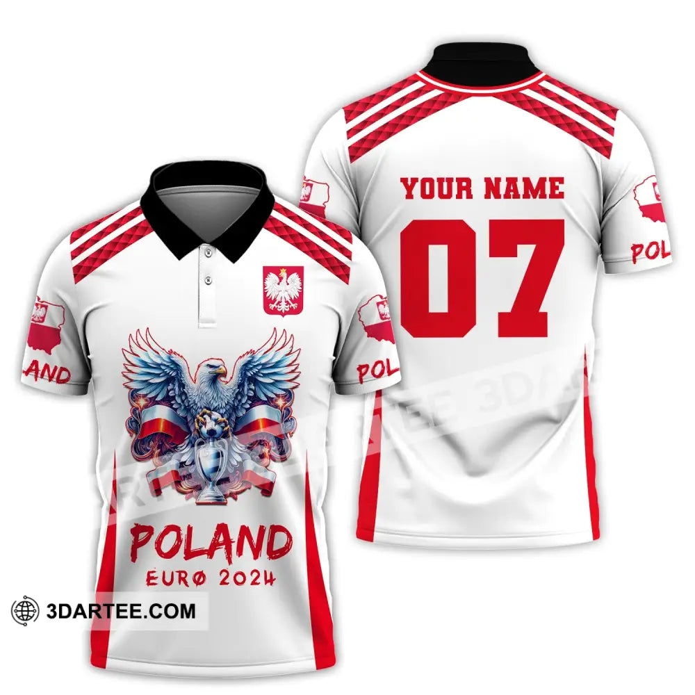 Unisex Shirt Custom Name And Number Poland Football 2024 Polo Long Sleeve / S T-Shirt