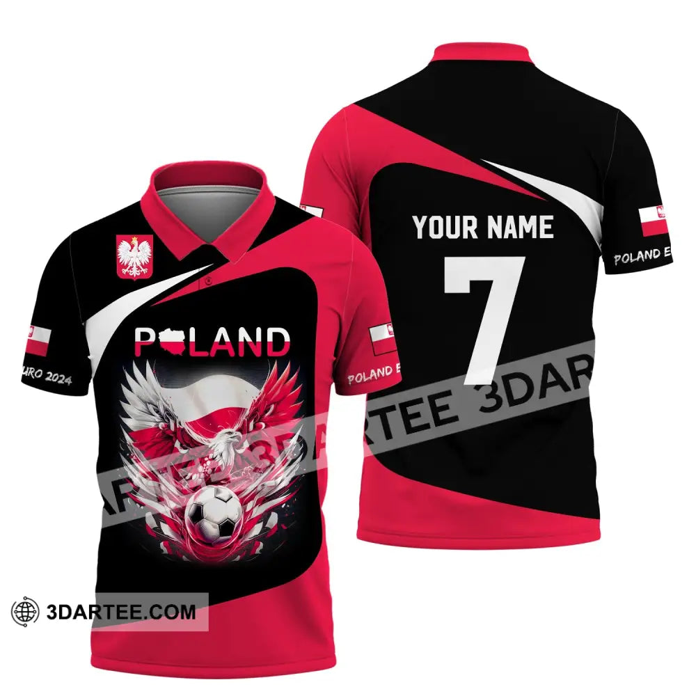 Unisex Shirt Custom Name And Number Poland Football 2024 Polo Long Sleeve / S T-Shirt