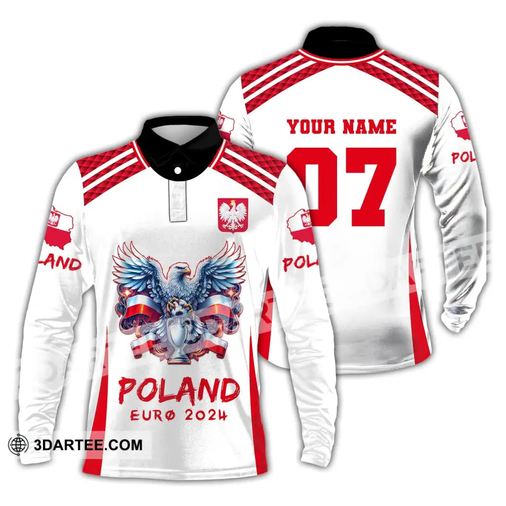 Unisex Shirt Custom Name And Number Poland Football 2024 Polo Long Sleeve / S T-Shirt