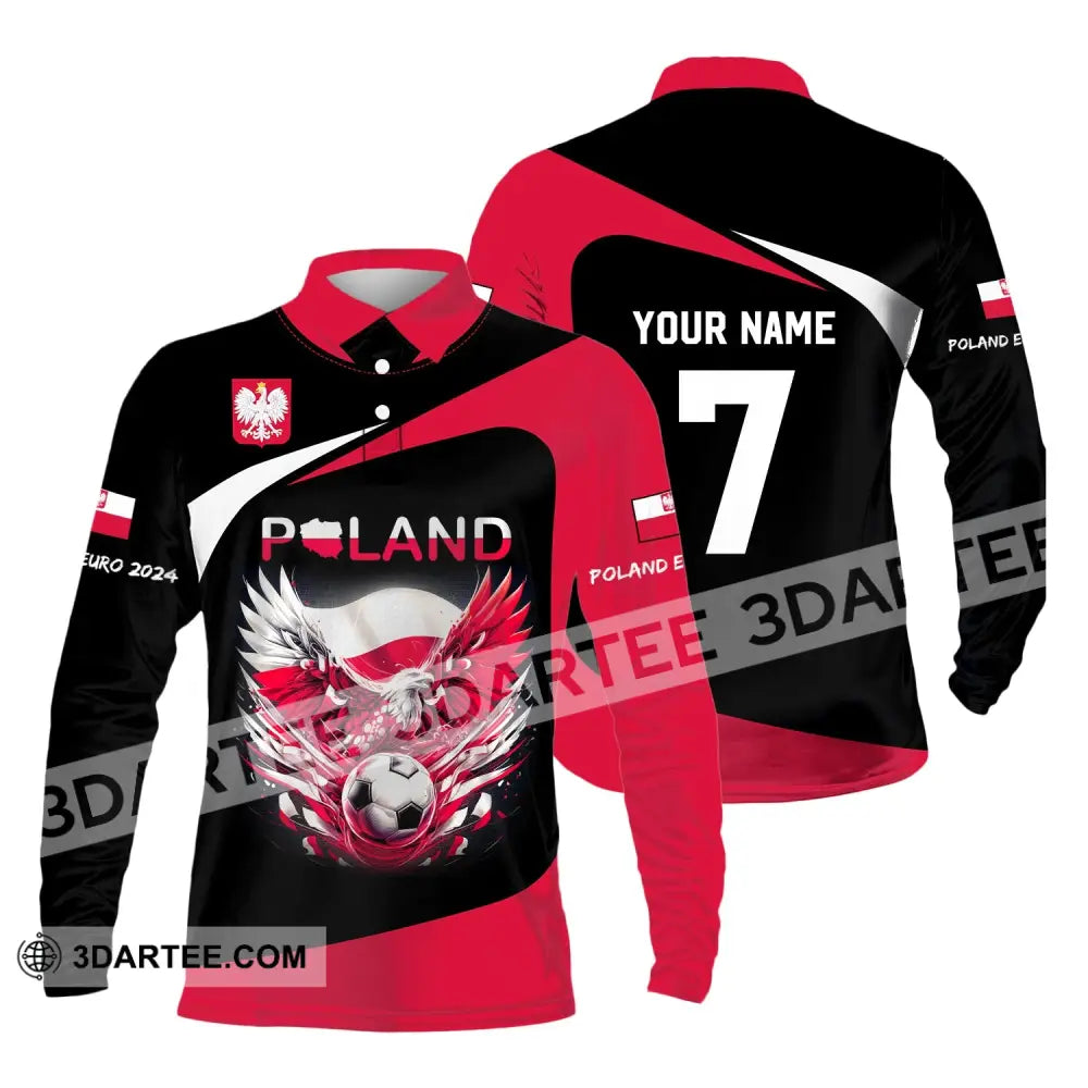 Unisex Shirt Custom Name And Number Poland Football 2024 Polo Long Sleeve / S T-Shirt