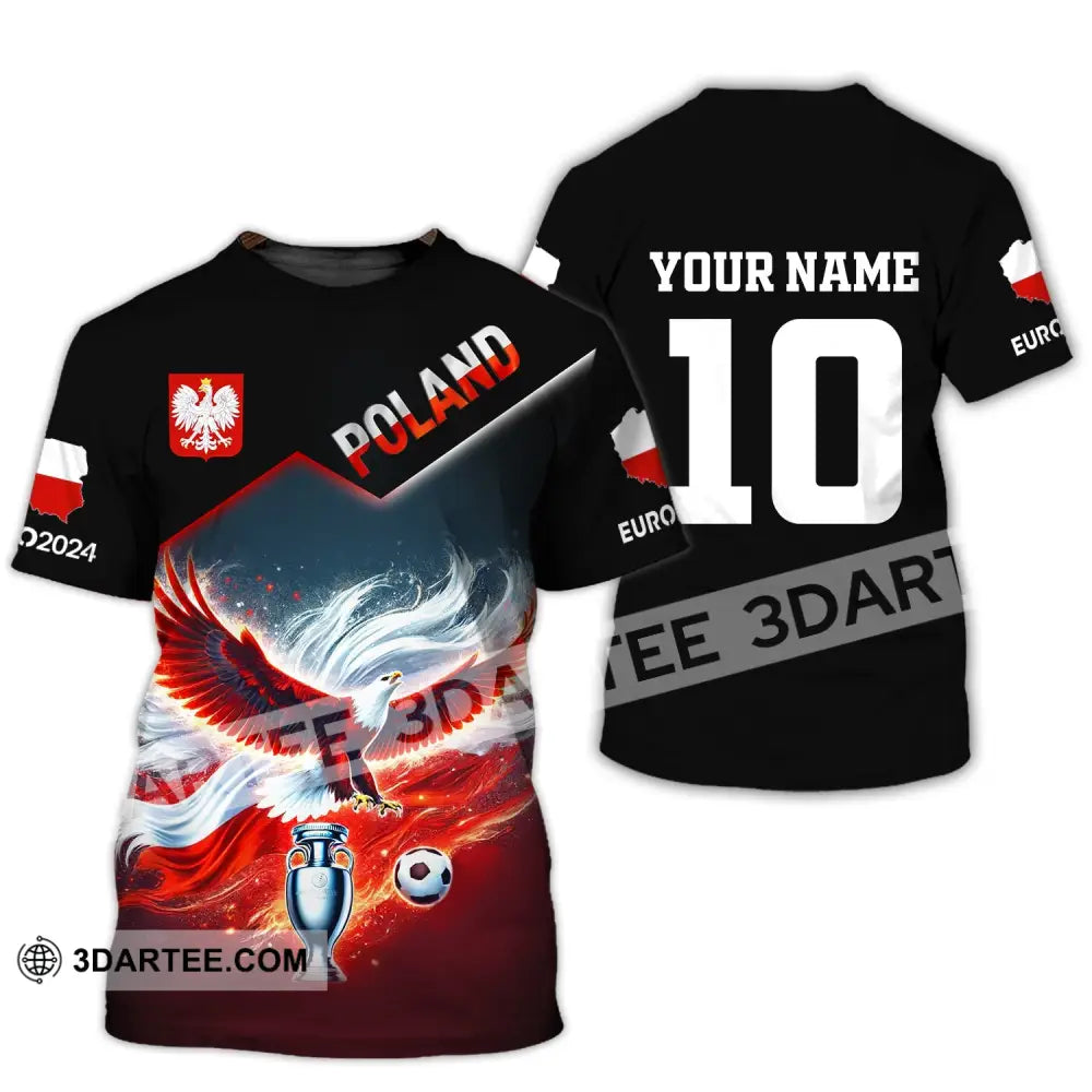 Unisex Shirt Custom Name And Number Poland Football Polo Euro 2024 Hoodie Long Sleeve T-Shirt / S