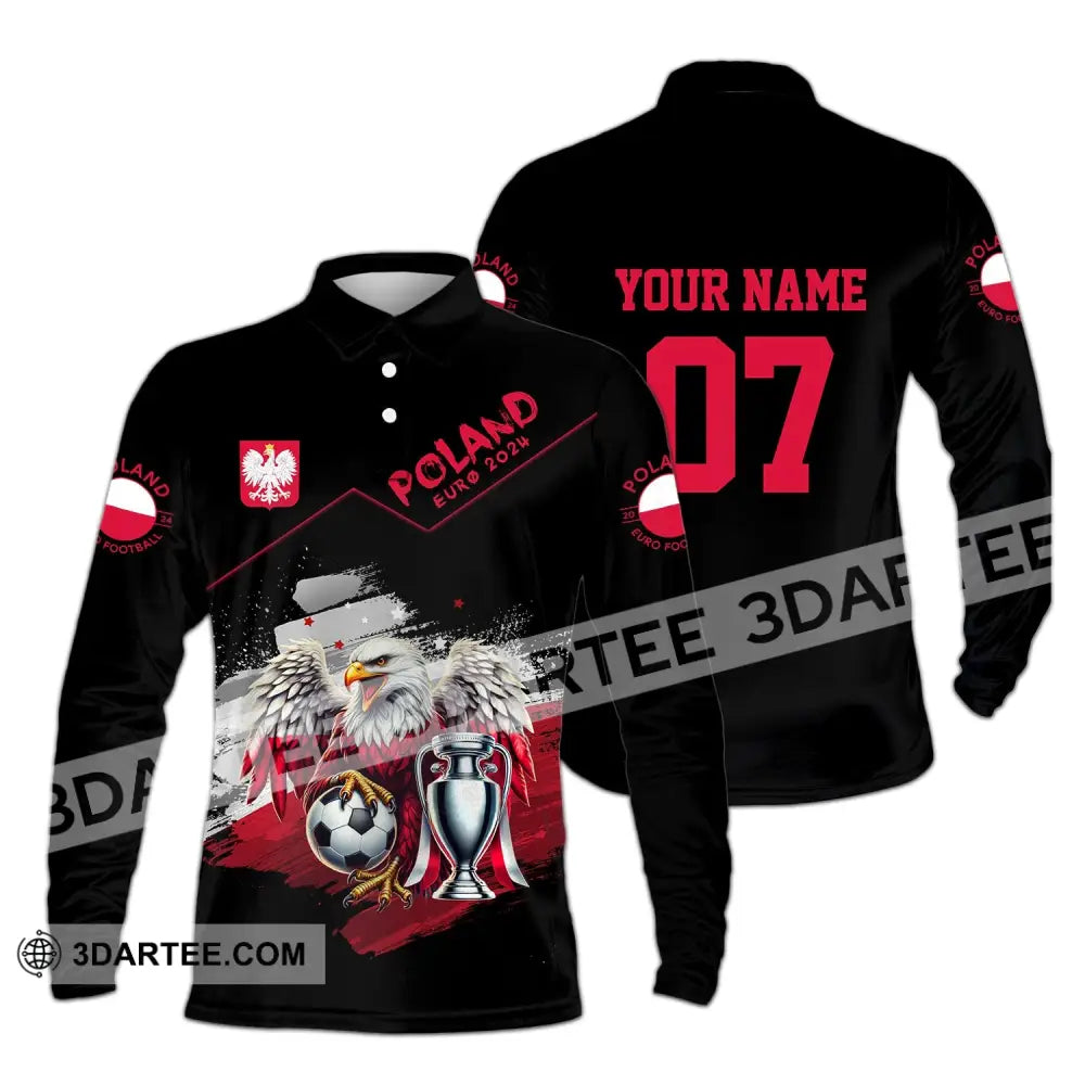 Unisex Shirt - Custom Name And Number Poland National Team Euro 2024 Long Sleeve Polo / S T-Shirt