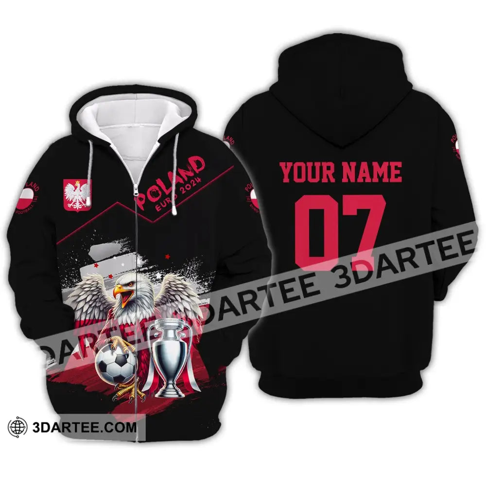 Unisex Shirt - Custom Name And Number Poland National Team Euro 2024 Zipper Hoodie / S T-Shirt