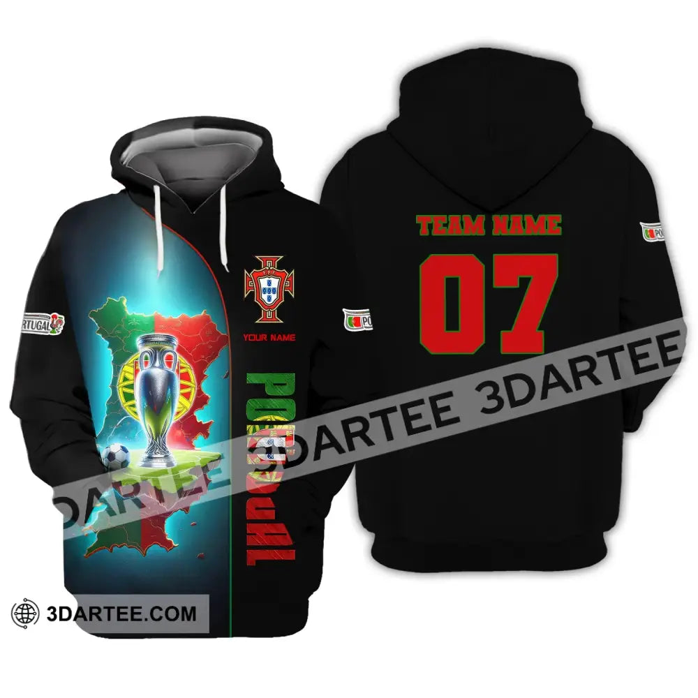 Unisex Shirt Custom Name And Number Portugal Euro 2024 Football Polo Long Sleeve Hoodie / S T-Shirt