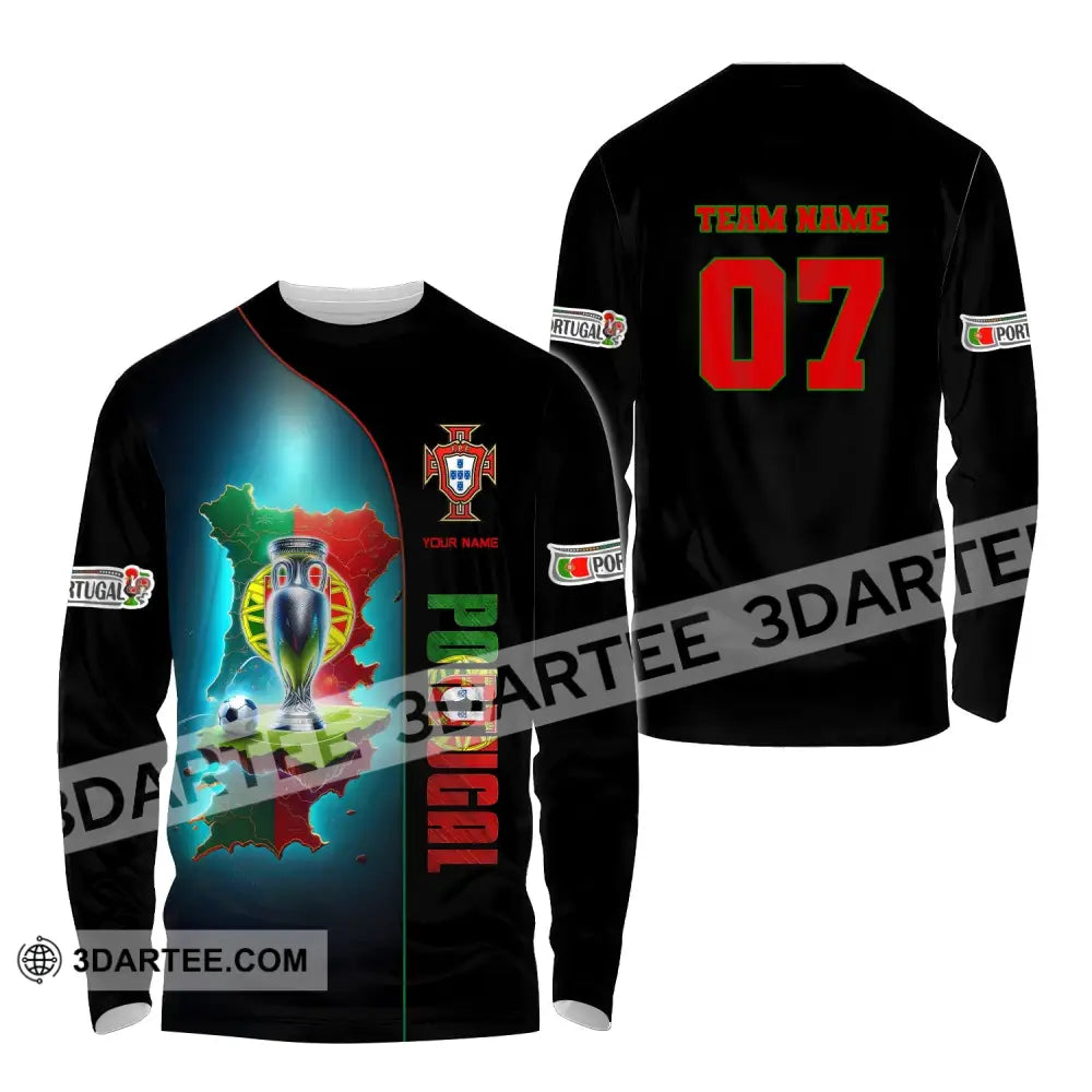 Unisex Shirt Custom Name And Number Portugal Euro 2024 Football Polo Long Sleeve / S T-Shirt