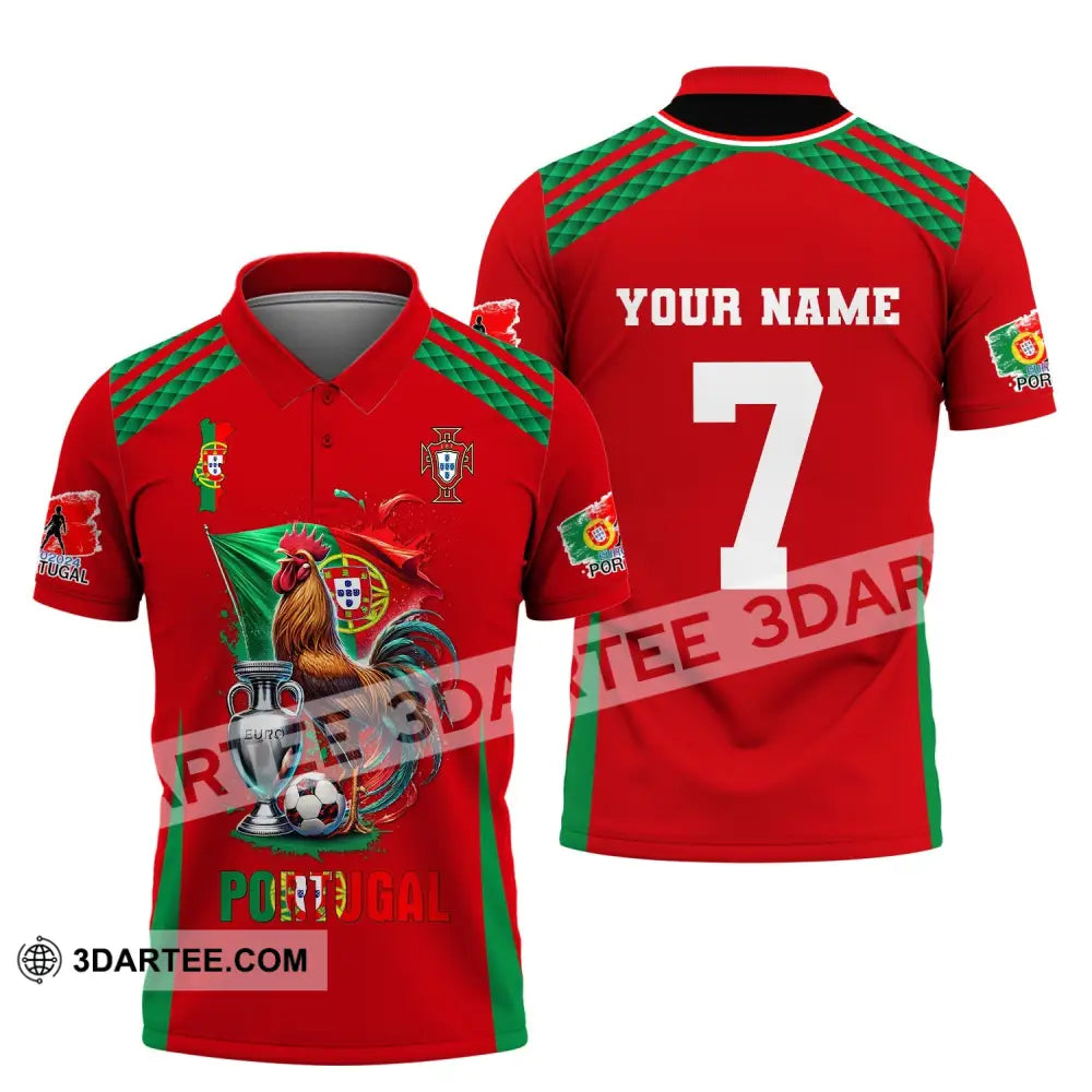 Unisex Shirt Custom Name And Number Portugal Euro 2024 Football Polo Long Sleeve / S T-Shirt