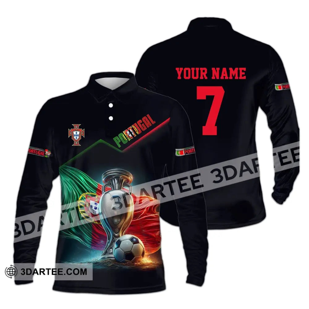 Unisex Shirt - Custom Name And Number Portugal Euro 2024 Team Long Sleeve Polo / S T-Shirt