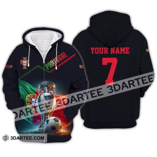 Unisex Shirt - Custom Name And Number Portugal Euro 2024 Team Zipper Hoodie / S T-Shirt