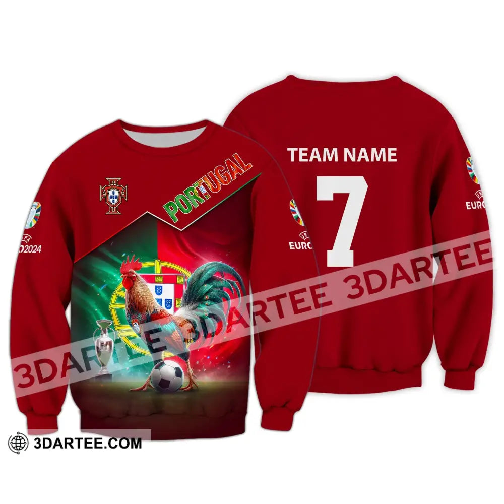 Unisex Shirt Custom Name And Number Portugal Football Euro 2024 Polo Long Sleeve / S T-Shirt