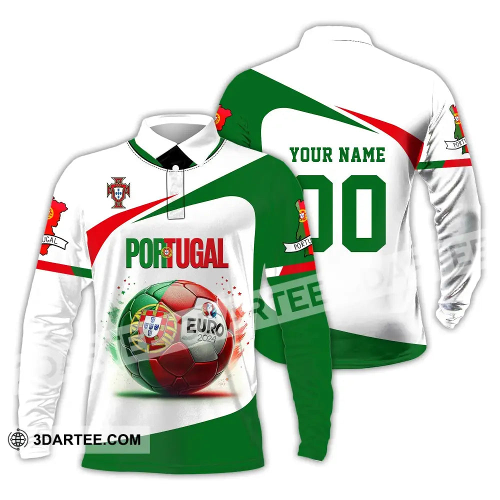 Unisex Shirt Custom Name And Number Portugal Football Euro 2024 Polo Long Sleeve / S T-Shirt