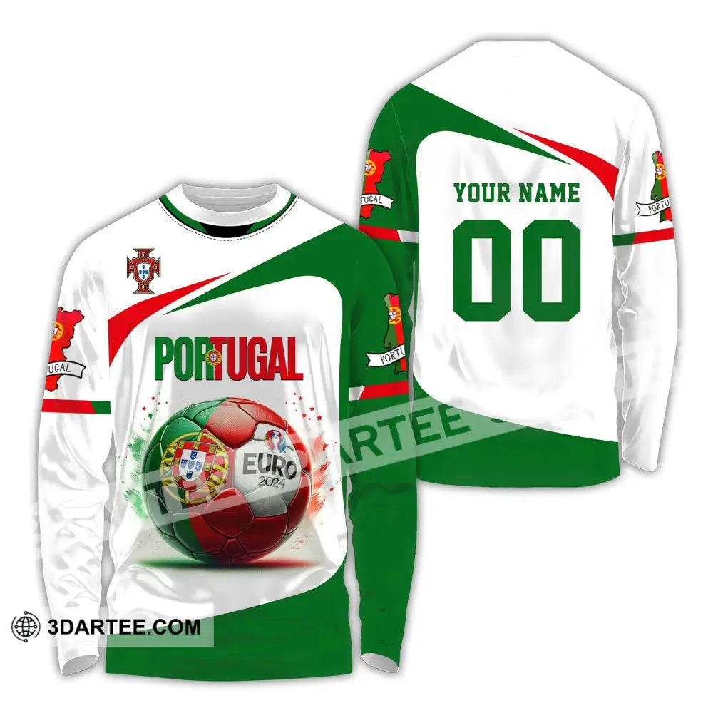 Unisex Shirt Custom Name And Number Portugal Football Euro 2024 Polo Long Sleeve / S T-Shirt