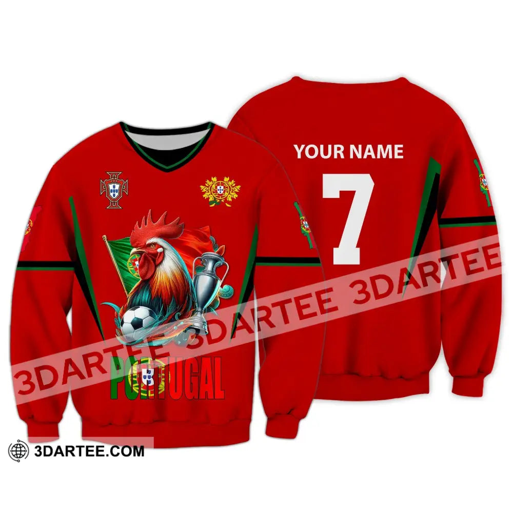 Unisex Shirt Custom Name And Number Portugal Football Euro 2024 Polo Long Sleeve / S T-Shirt