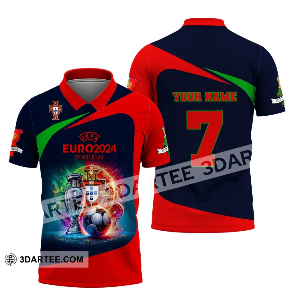 Unisex Shirt Custom Name And Number Portugal Football Euro 2024 Polo Long Sleeve T-Shirt