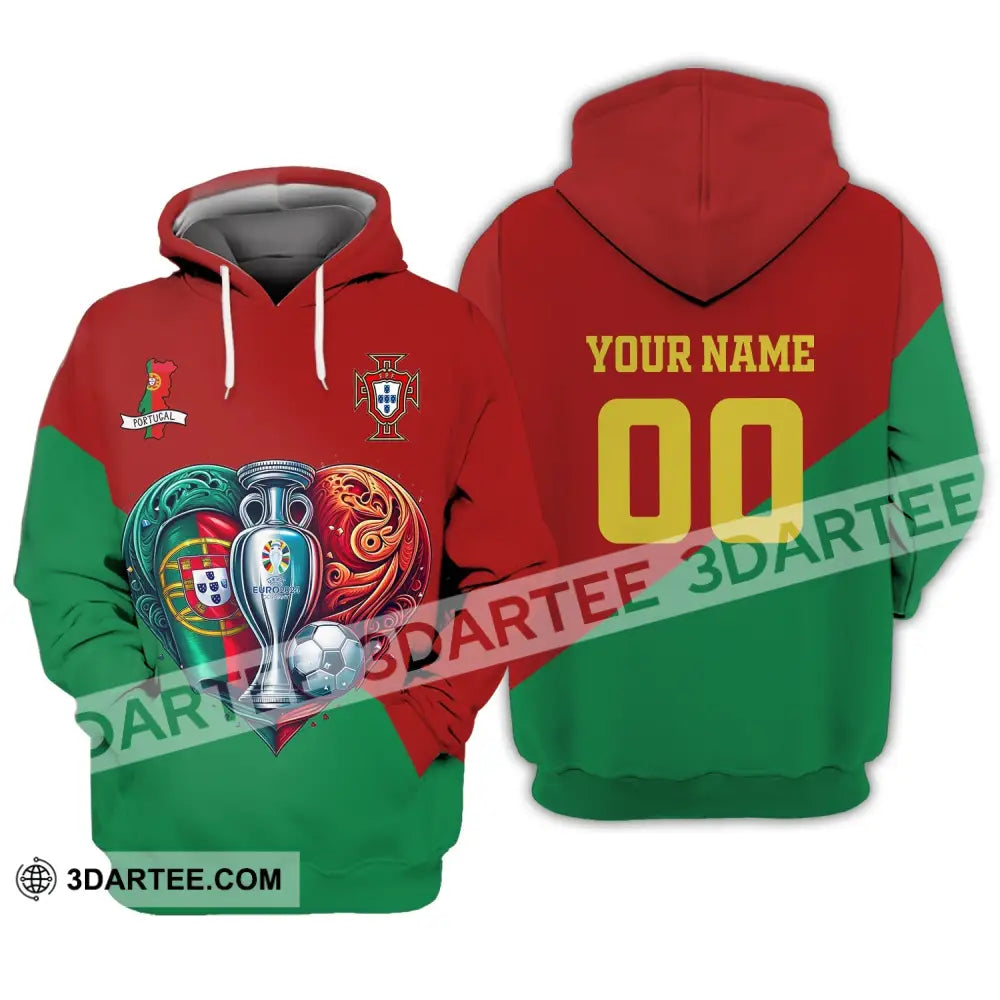 Unisex Shirt Custom Name And Number Portugal Football Polo Euro 2024 Hoodie Long Sleeve / S T-Shirt