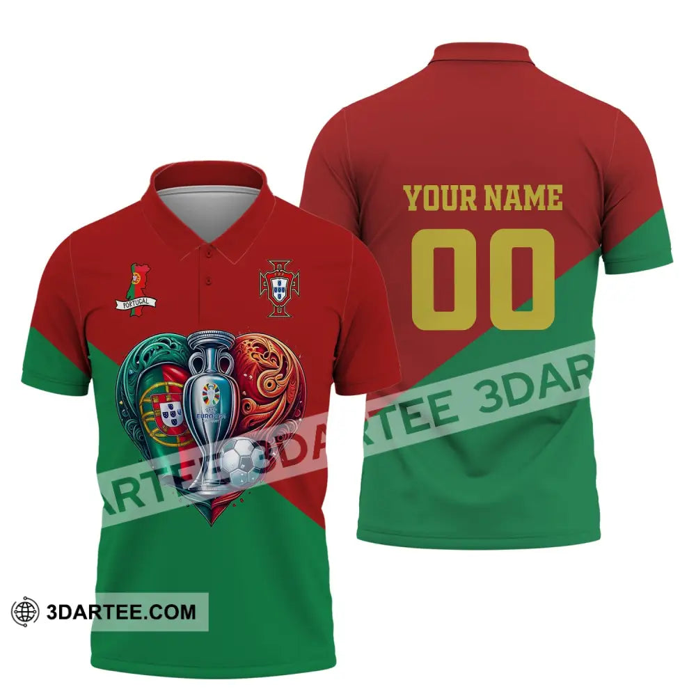 Unisex Shirt Custom Name And Number Portugal Football Polo Euro 2024 Hoodie Long Sleeve / S T-Shirt